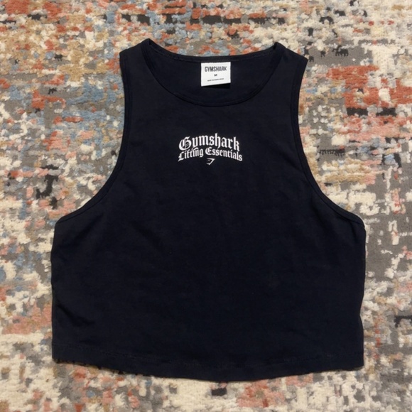 Gymshark Black Cropped Logo Tank - Picture 1 of 2
